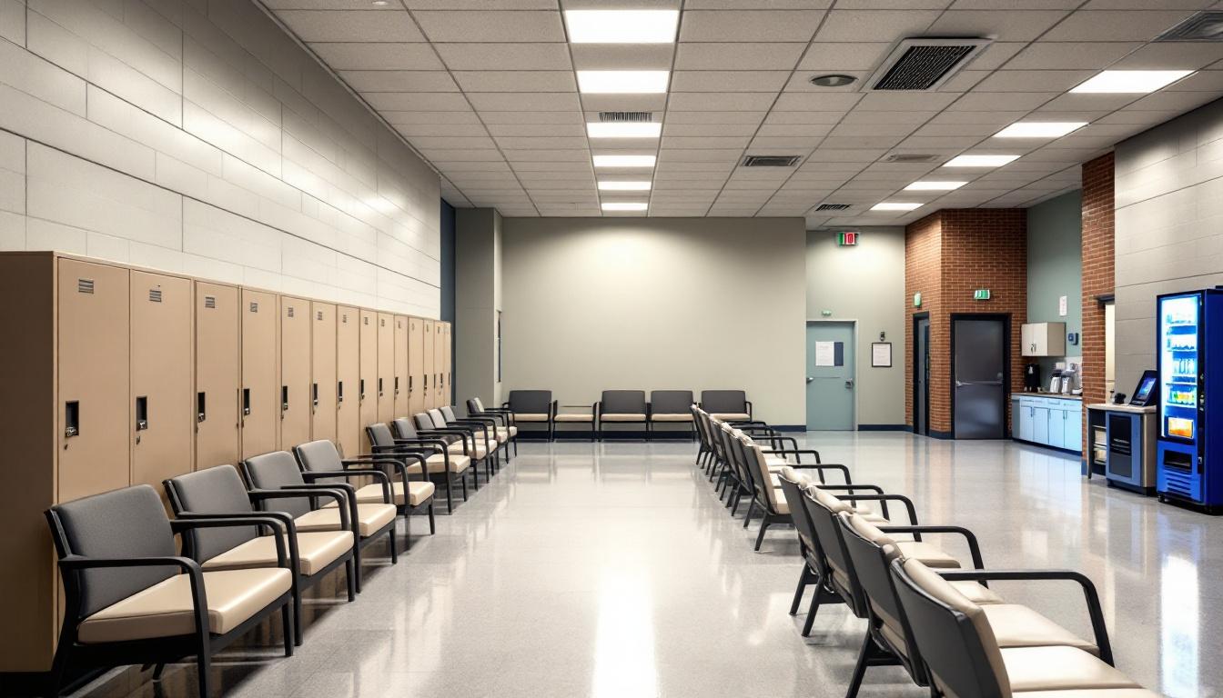 Visitation facilities and waiting area at San Bernardino County Sheriff Central Detention Center