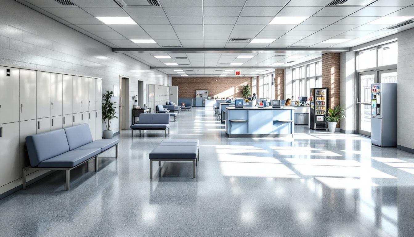 Visitation facilities and waiting area at Stanislaus County Public Safety Center