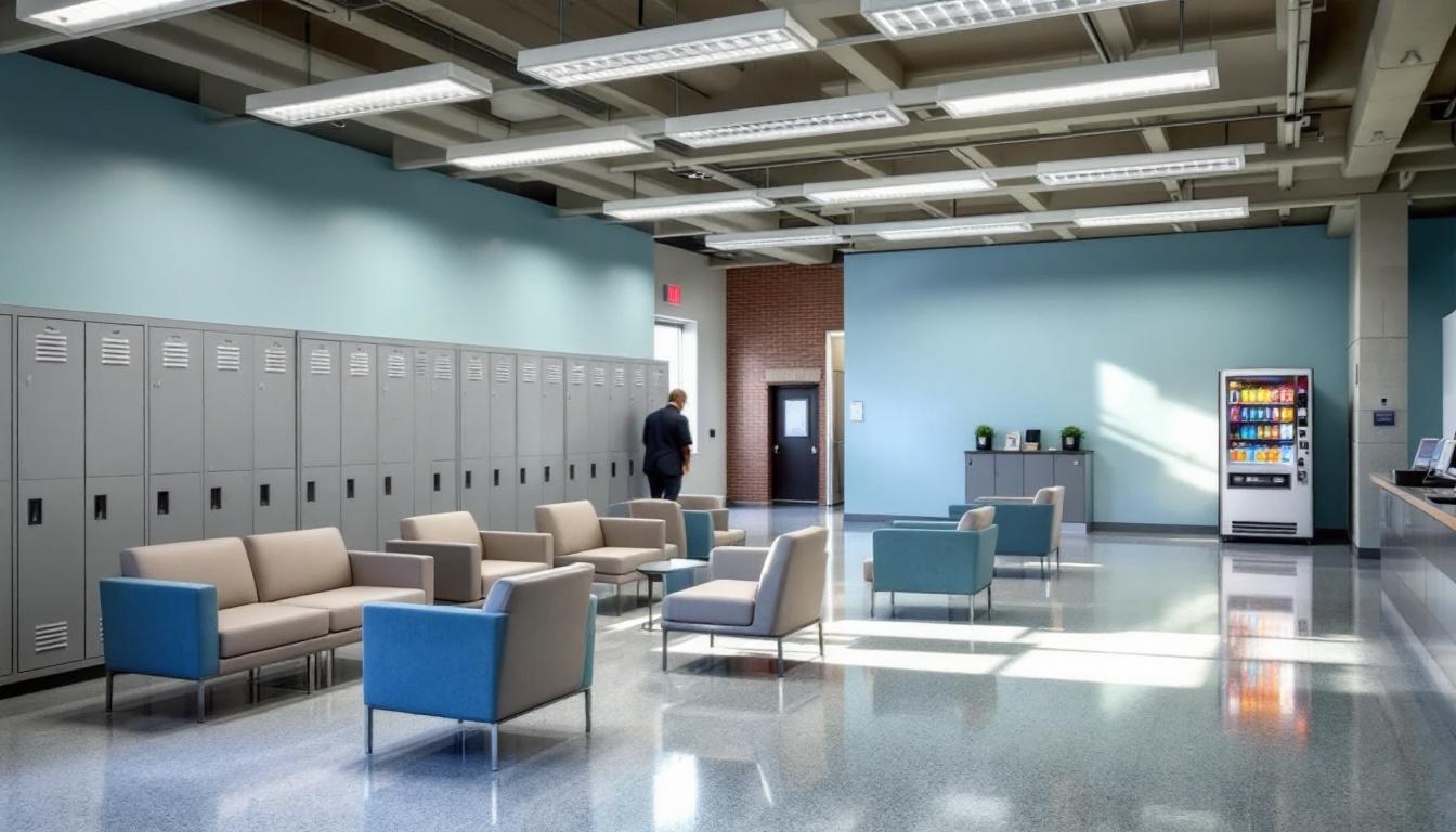 Visitation facilities and waiting area at San Diego County Jail