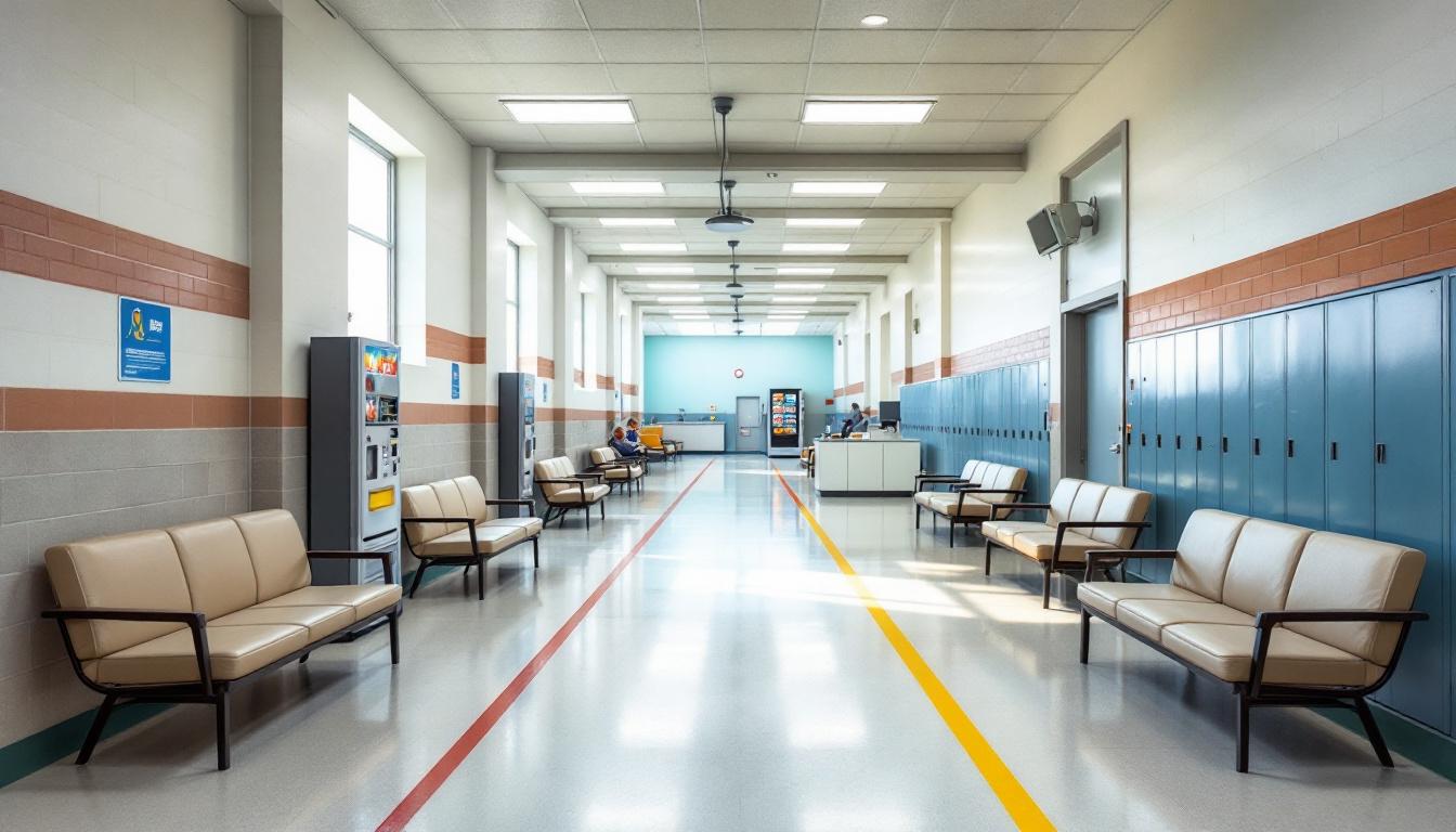 Visitation facilities and waiting area at Elmwood Correctional Facility