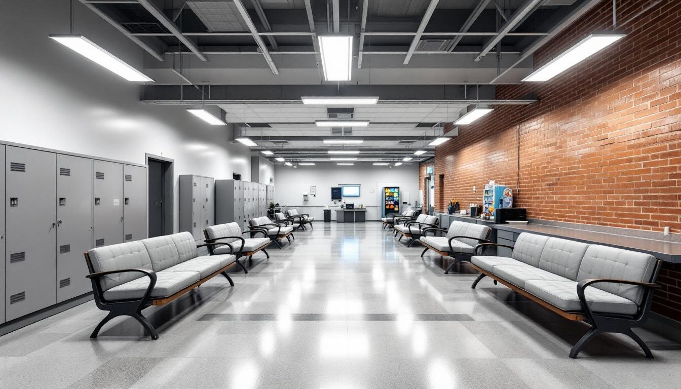 Visitation facilities and waiting area at California Institution for Men