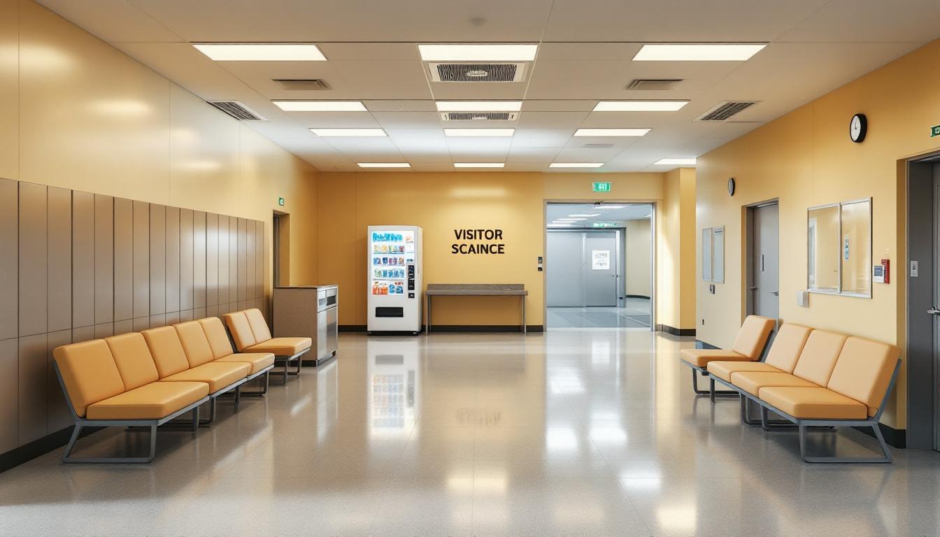 Visitation facilities and waiting area at California Department of Corrections