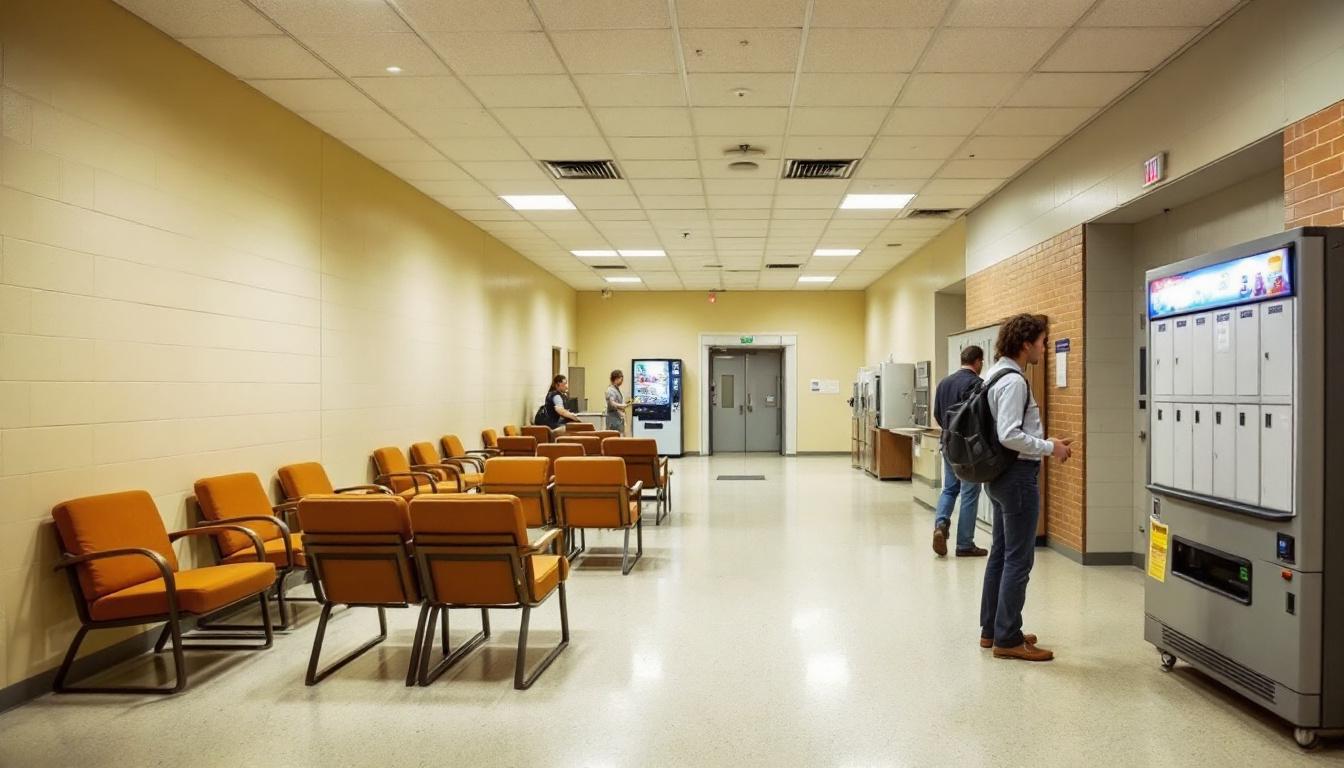 Visitation facilities and waiting area at John R Lindsey State Jail