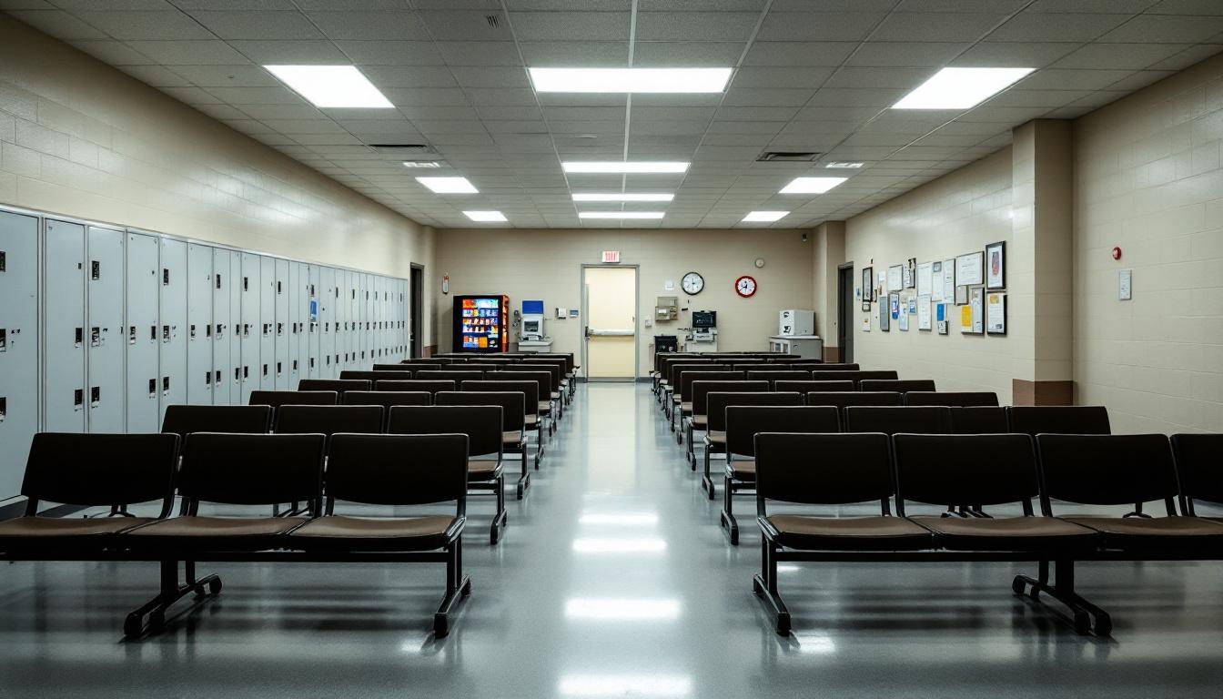Visitation facilities and waiting area at Federal Correctional Institution Texarkana