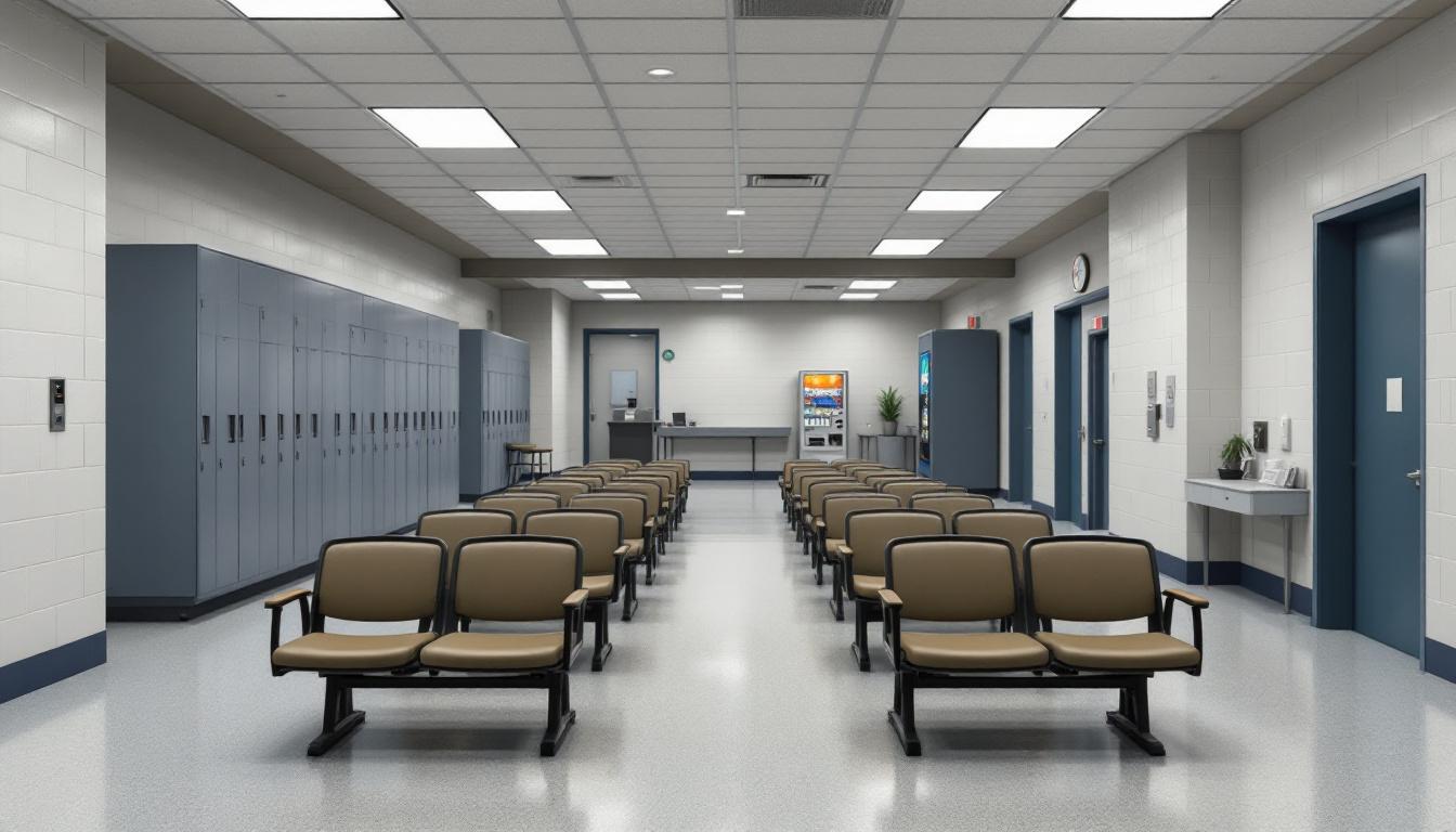 Visitation facilities and waiting area at Harris County Jail