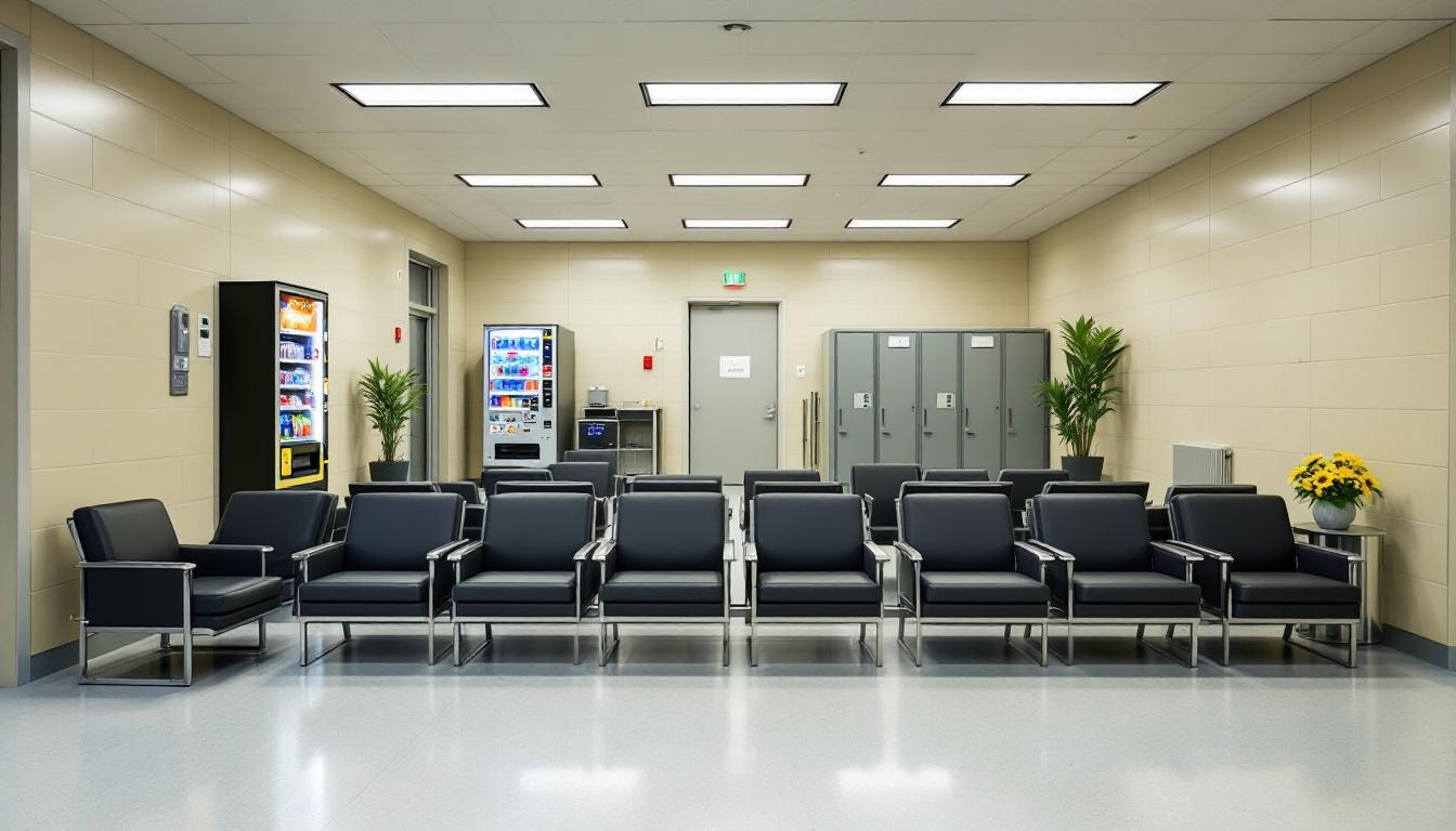 Visitation facilities and waiting area at Dolph Briscoe Unit