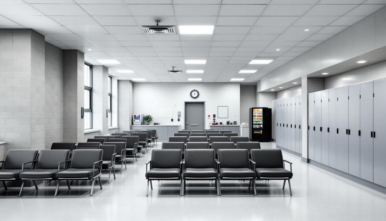 Visitation facilities and waiting area at Alfred D. Hughes Unit