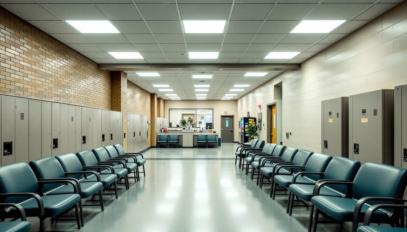 Visitation facilities and waiting area at Eden Detention Center