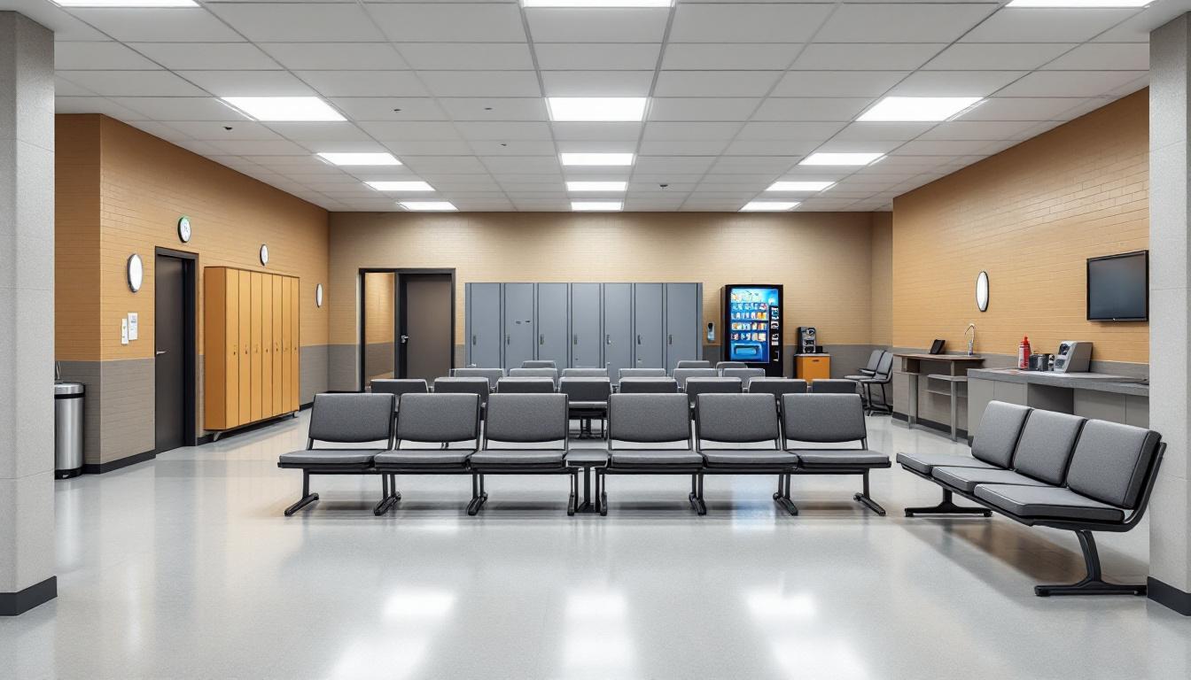 Visitation facilities and waiting area at Rogelio Sanchez State Jail