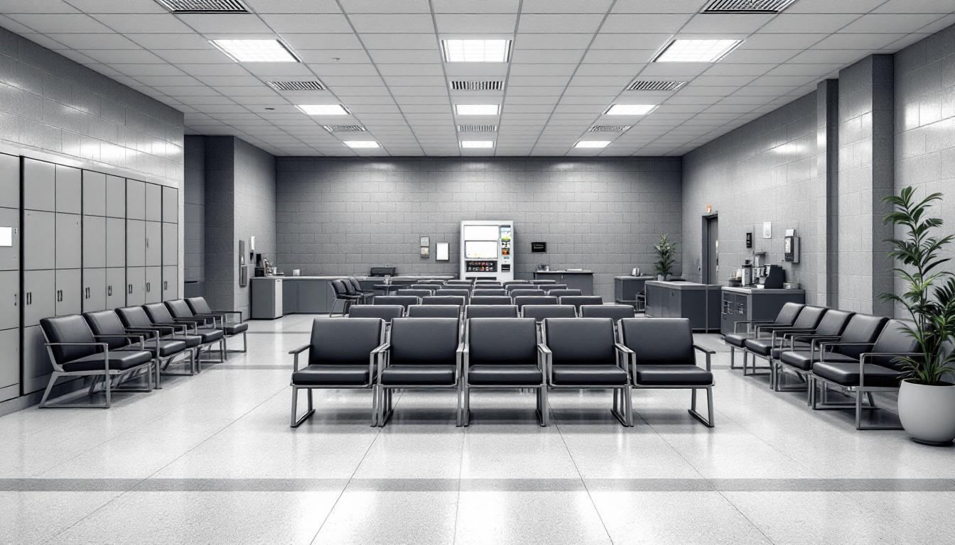 Visitation facilities and waiting area at Hutchins State Jail