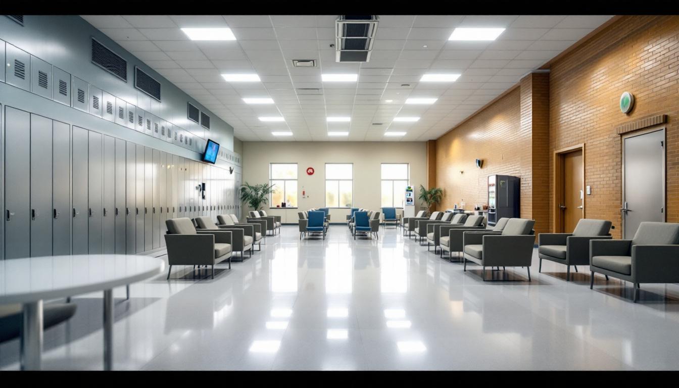 Visitation facilities and waiting area at TDCJ Clyde M Johnston Unit
