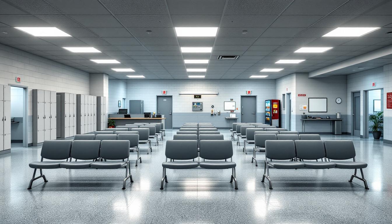 Visitation facilities and waiting area at Giles W Dalby Correctional Facility