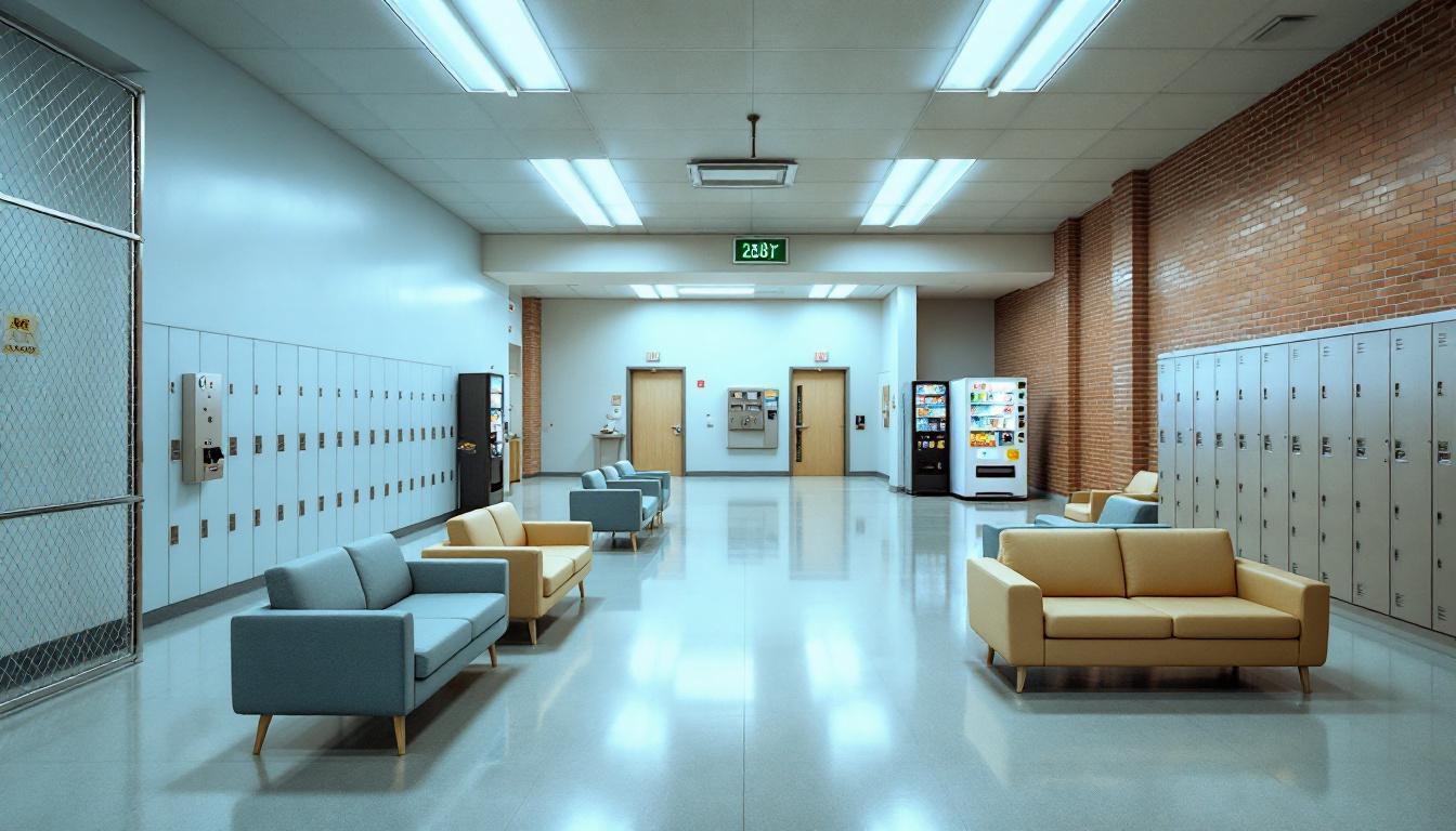 Visitation facilities and waiting area at Federal Correctional Institute