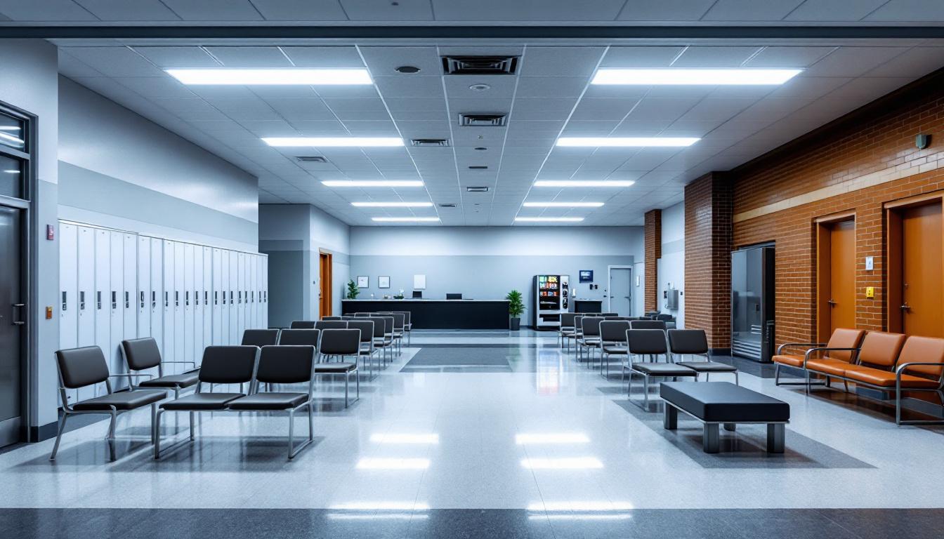 Visitation facilities and waiting area at Karnes County Correctional Center
