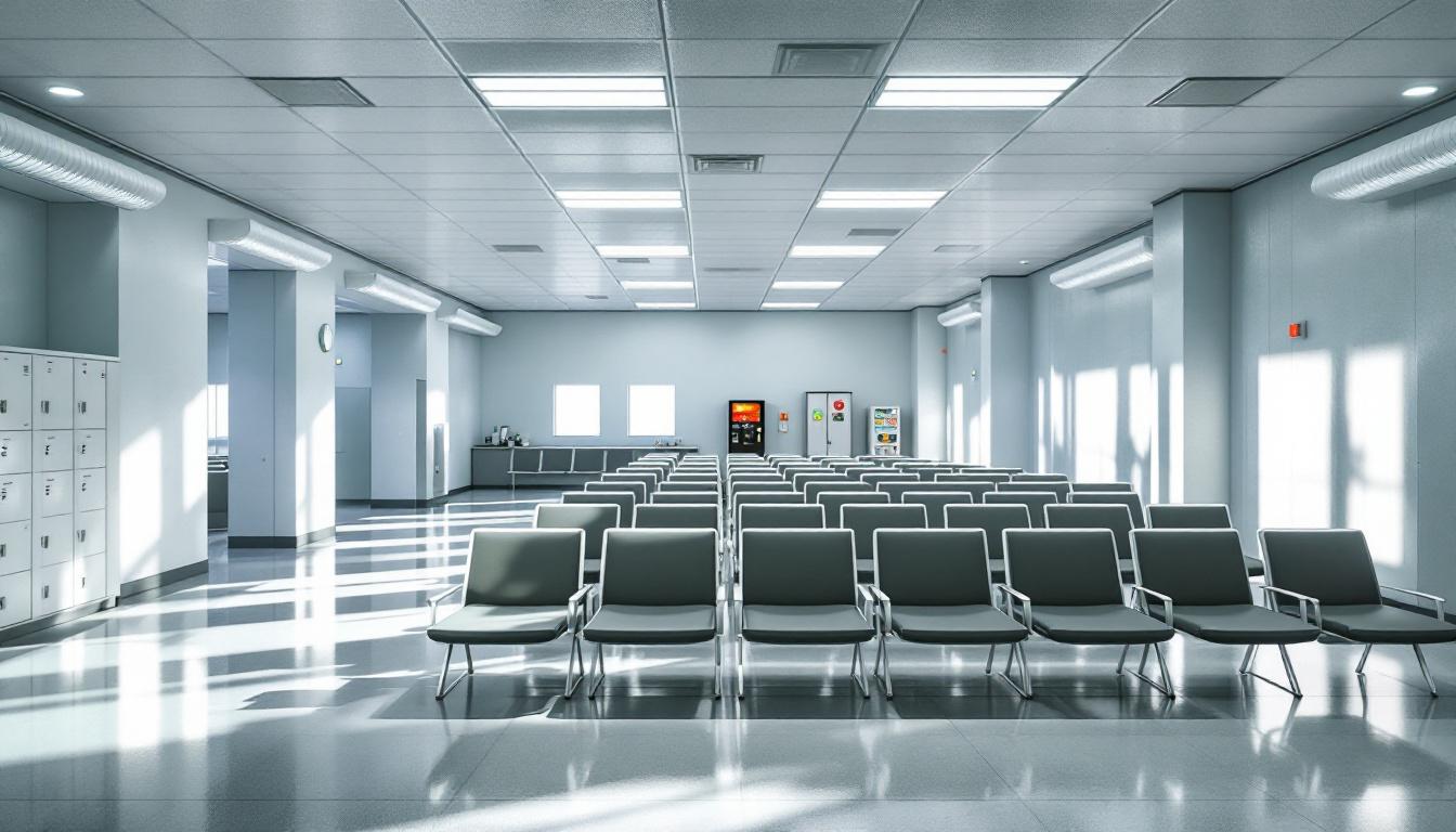 Visitation facilities and waiting area at Karnes County Correctional Center