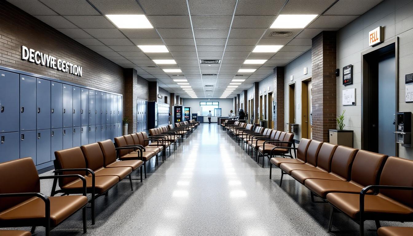 Visitation facilities and waiting area at The GEO Group Big Spring Flightline Unit