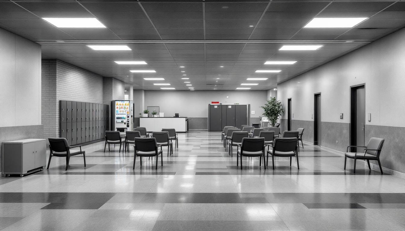 Visitation facilities and waiting area at Central Mississippi Correctional Facility