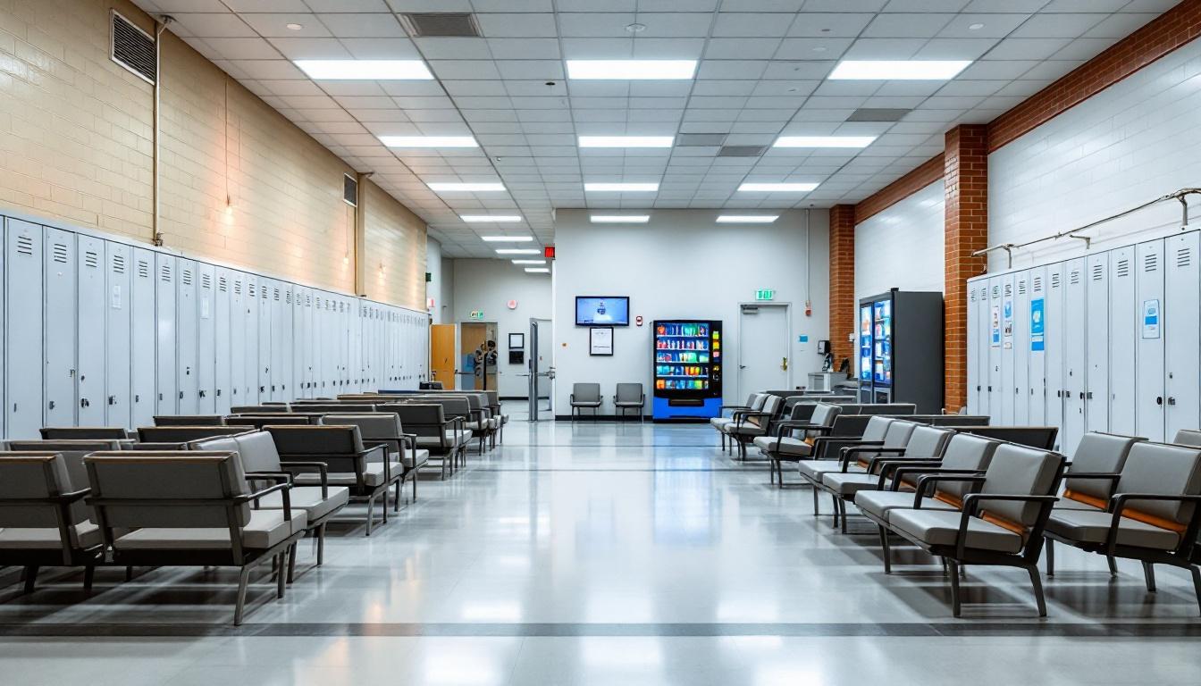 Visitation facilities and waiting area at Walnut Grove Correctional Facility