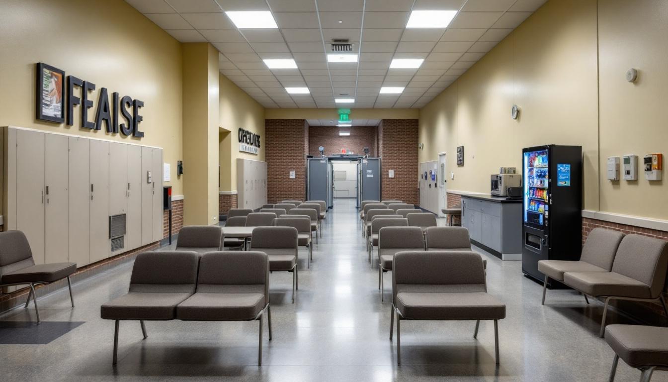Visitation facilities and waiting area at Trousdale Turner Correctional Facility