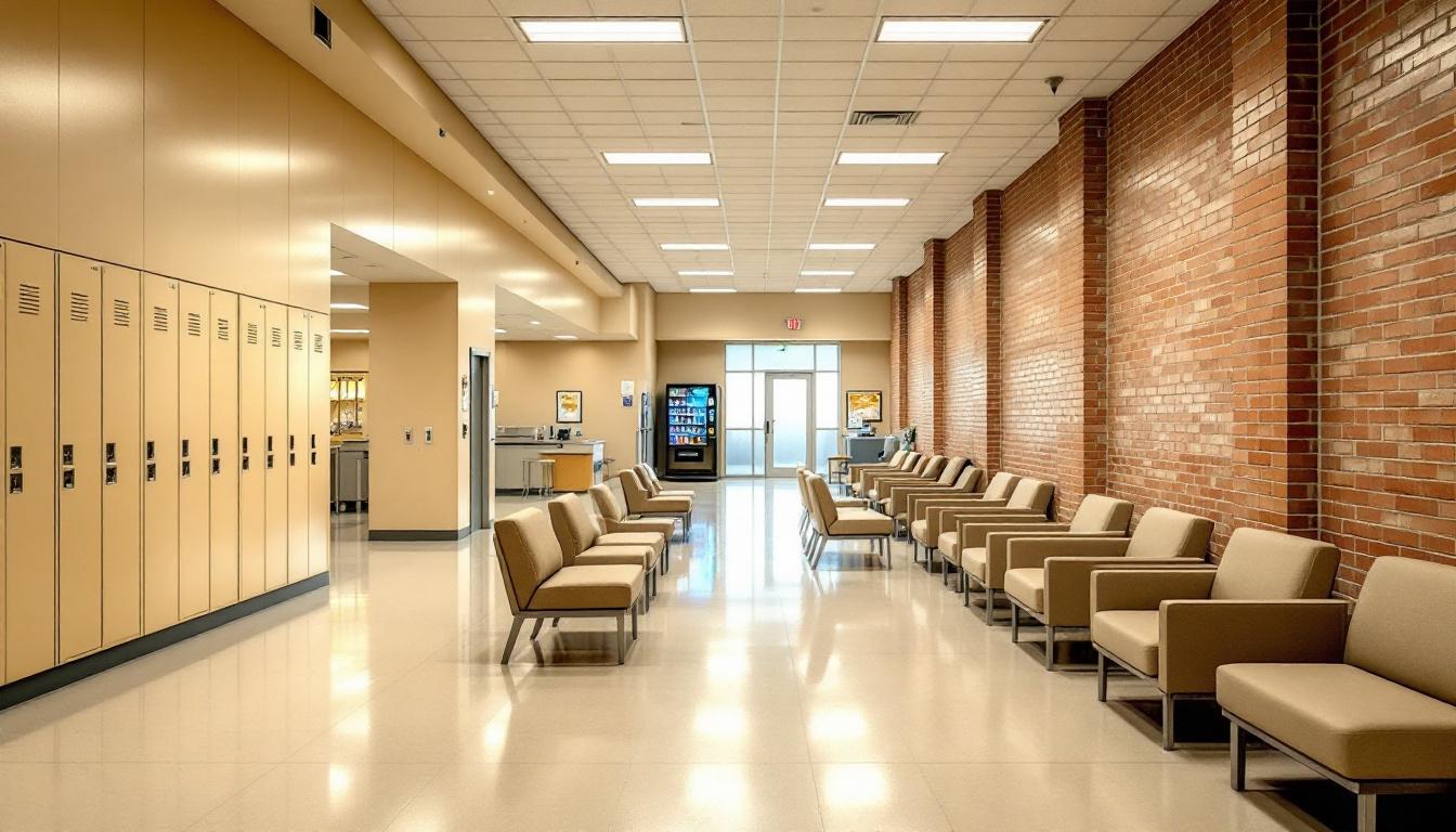 Visitation facilities and waiting area at Marshall County Correctional Facility