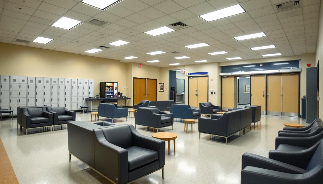 Visitation facilities and waiting area at Kingman Prison