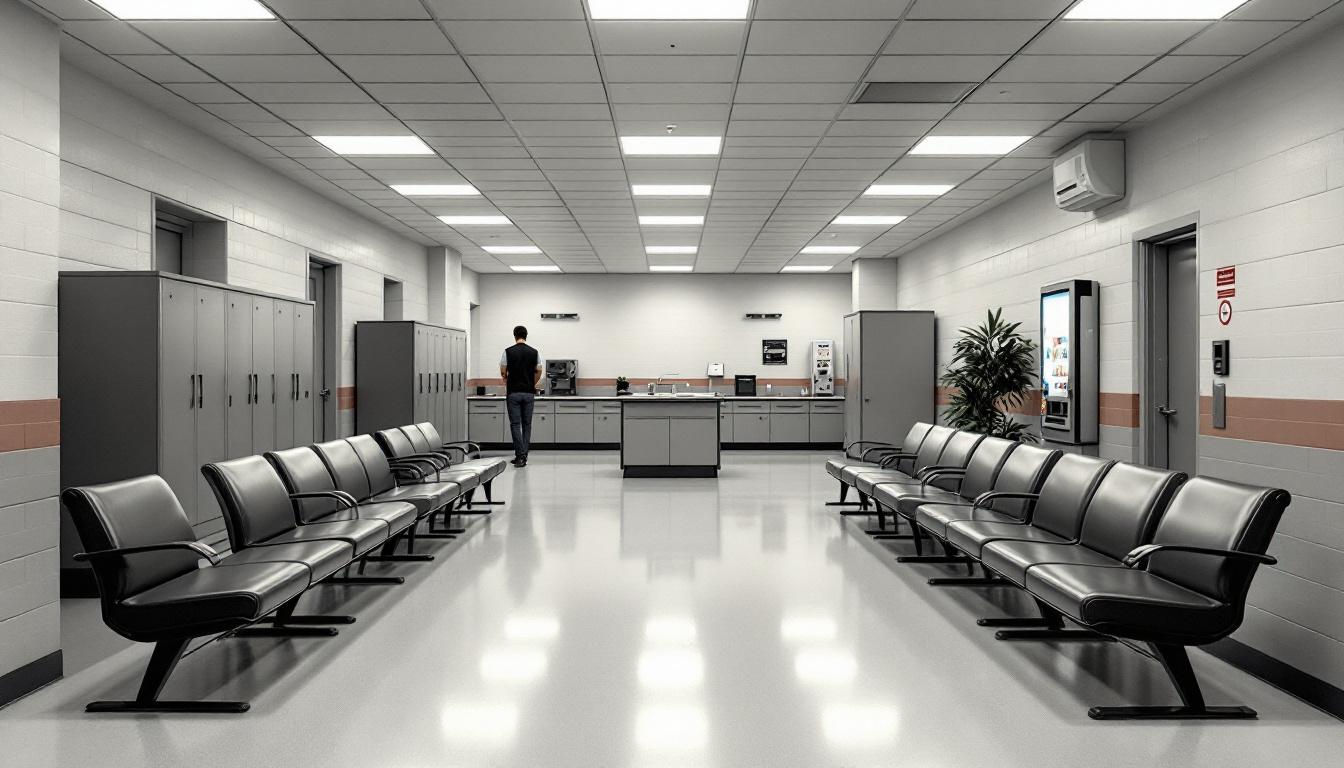Visitation facilities and waiting area at Lewis Corrections Department
