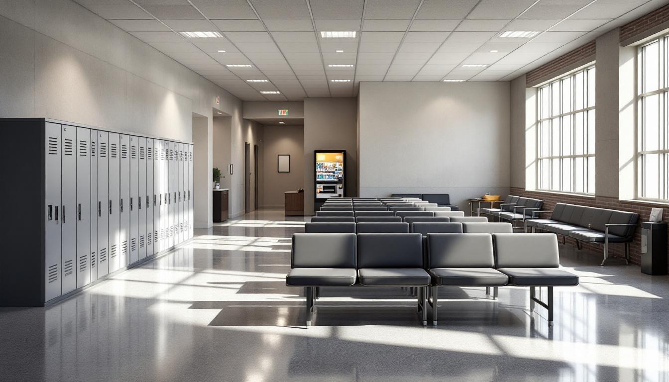 Visitation facilities and waiting area at Lewis Corrections Department