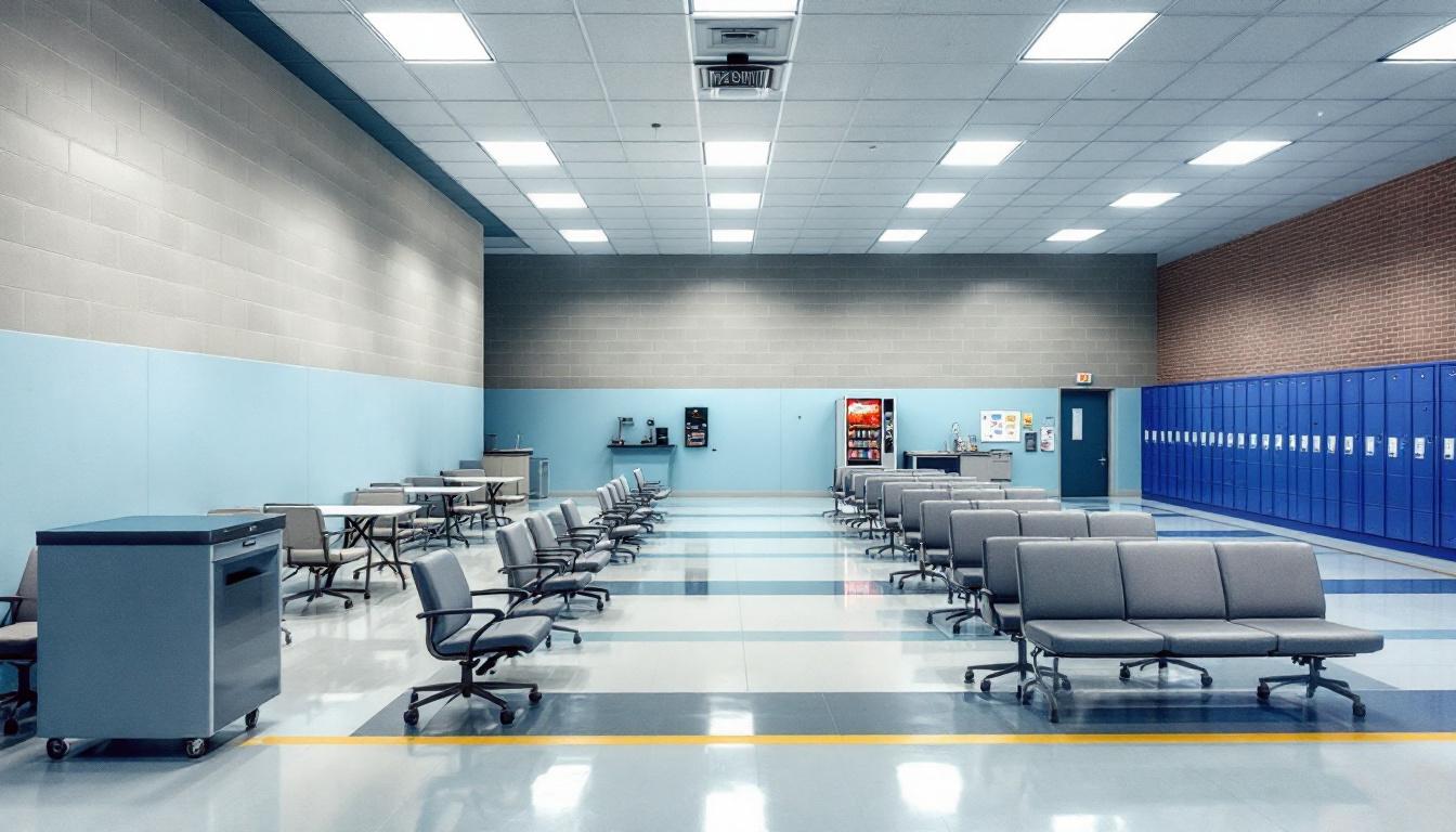 Visitation facilities and waiting area at Kingman Prison