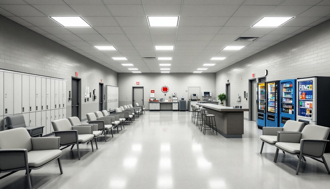 Visitation facilities and waiting area at Norfolk Sheriff's Office