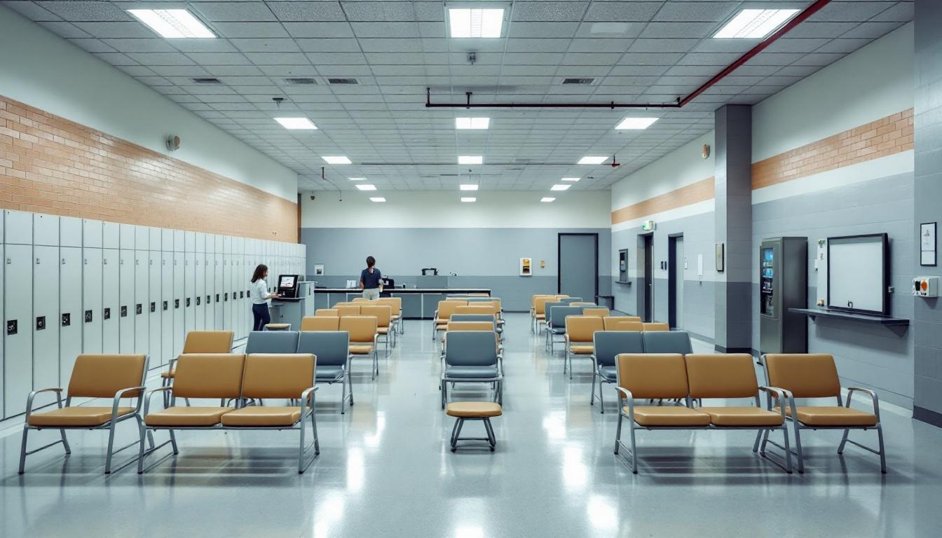 Visitation facilities and waiting area at Federal Correctional Institution