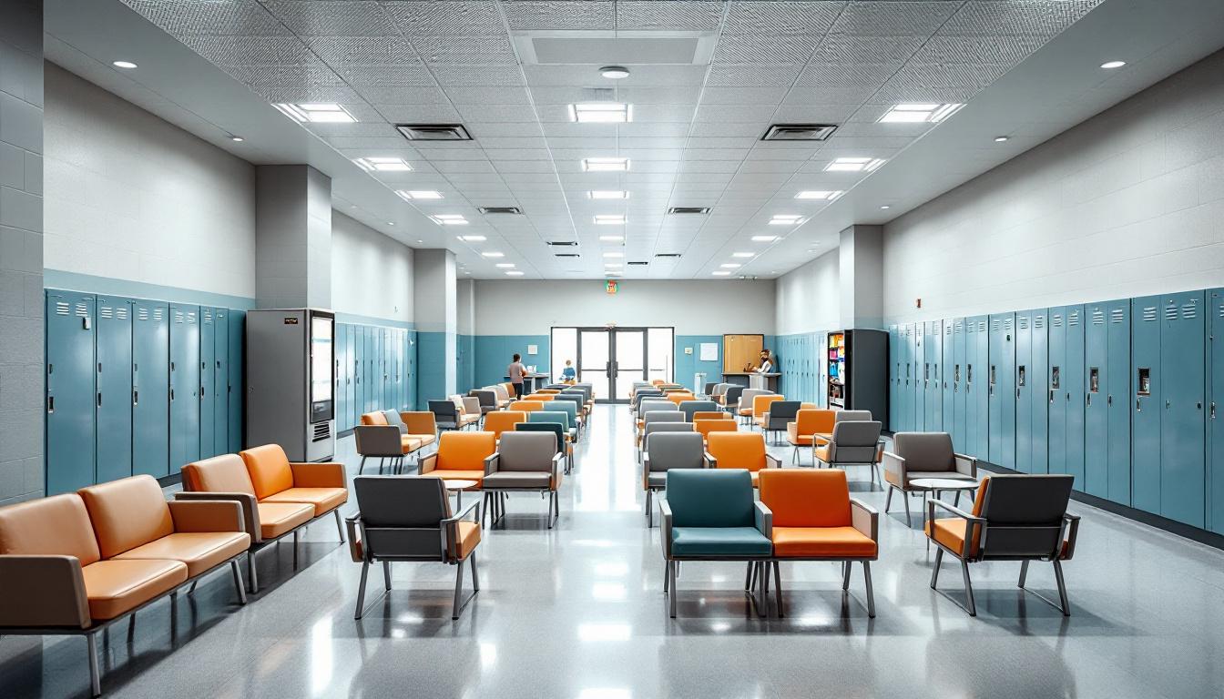 Visitation facilities and waiting area at Apalachee Correctional Institution West Unit