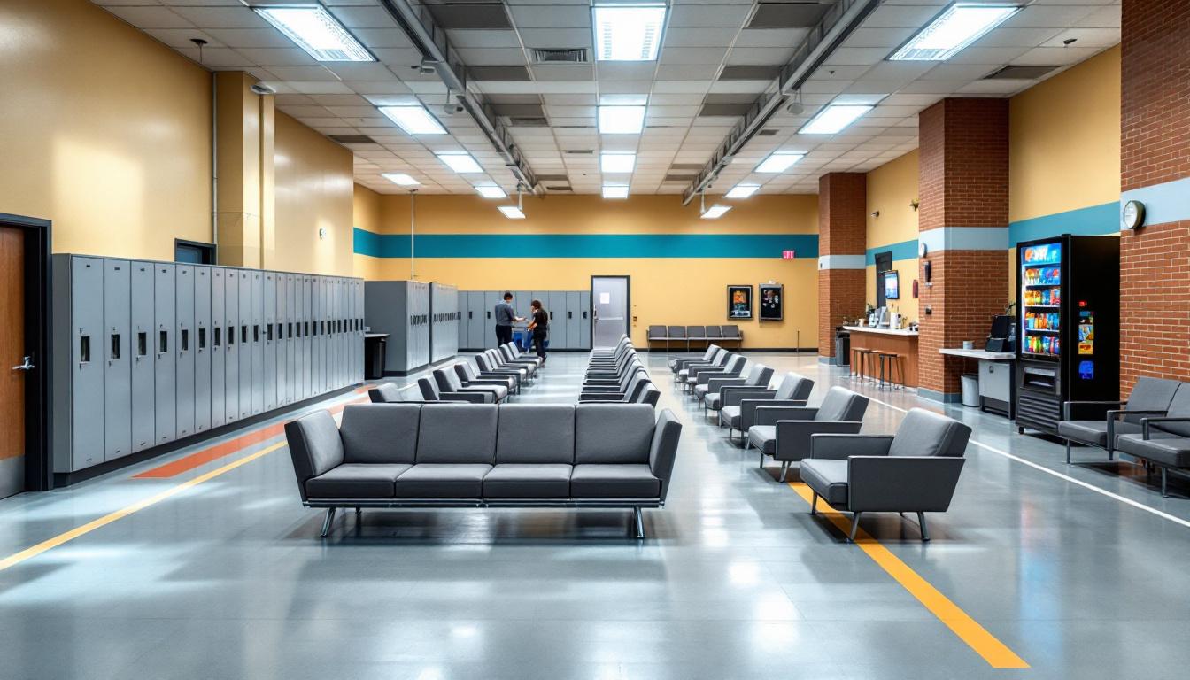 Visitation facilities and waiting area at Blackwater River Correctional Facility