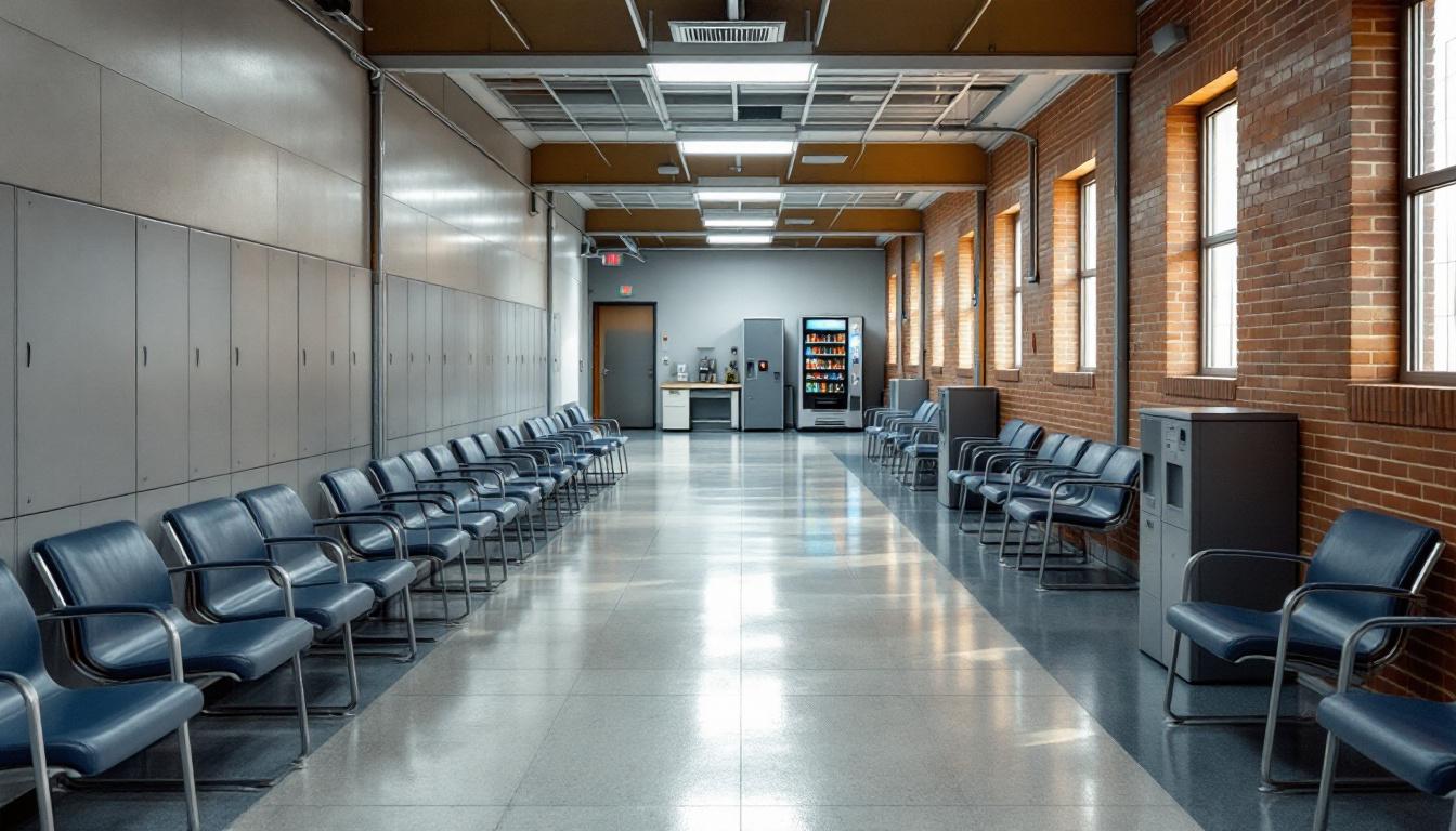 Visitation facilities and waiting area at Holmes Correctional Institution